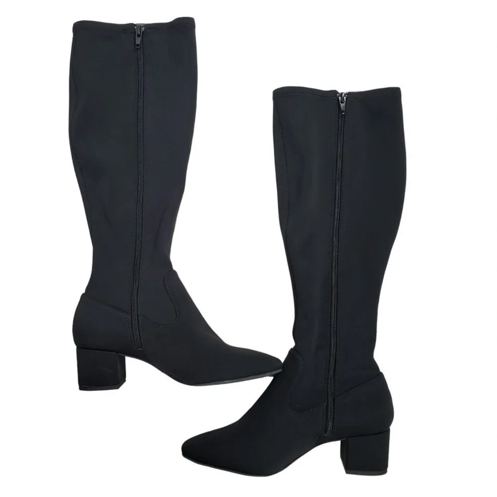 NEW Alex Marie Zip Up Knee High Fabric Black Boots NWT women’s size 6.5